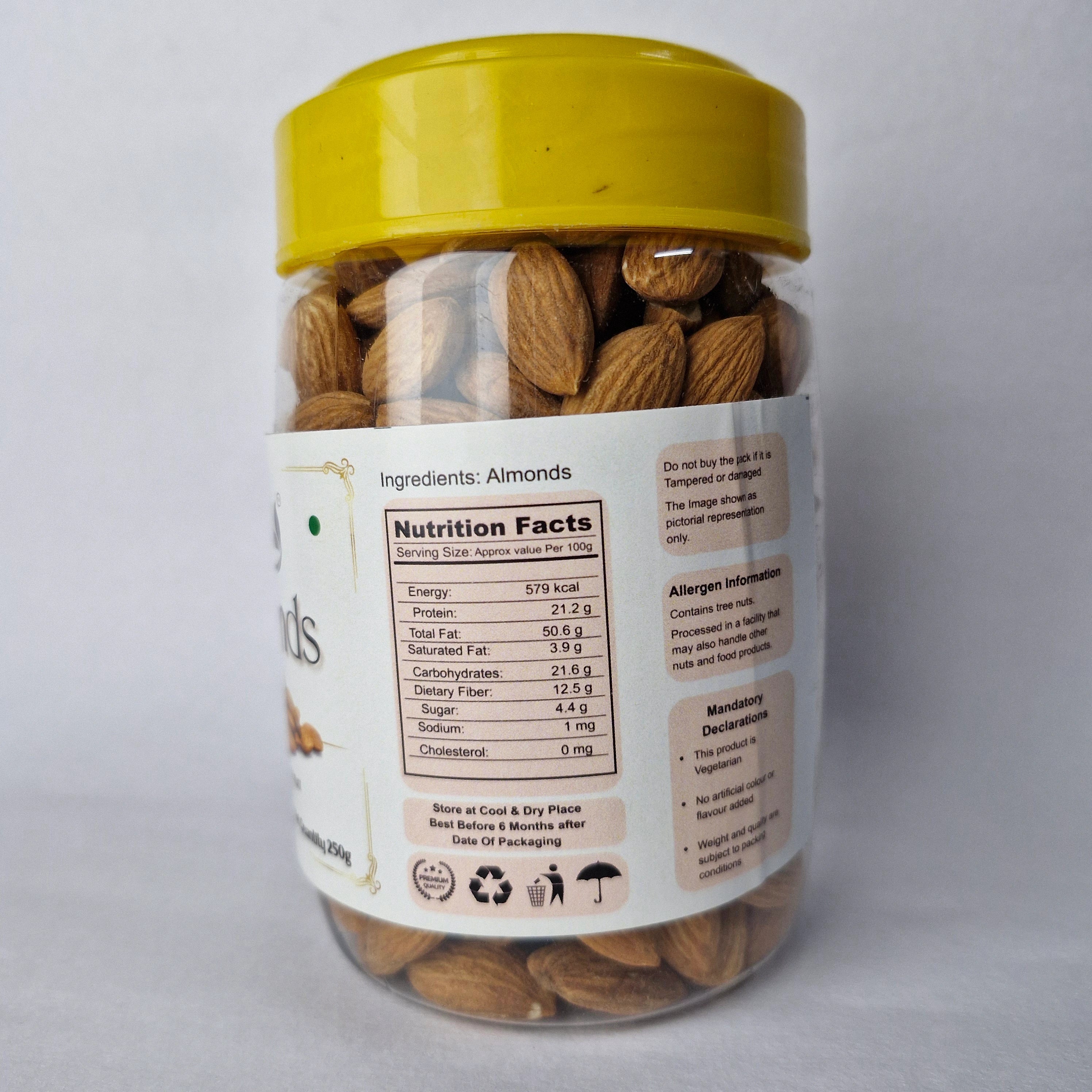 Mevra Premium Almonds 250g | 100% Natural Badam | Rich in Protein & Fiber | Healthy Dry Fruits