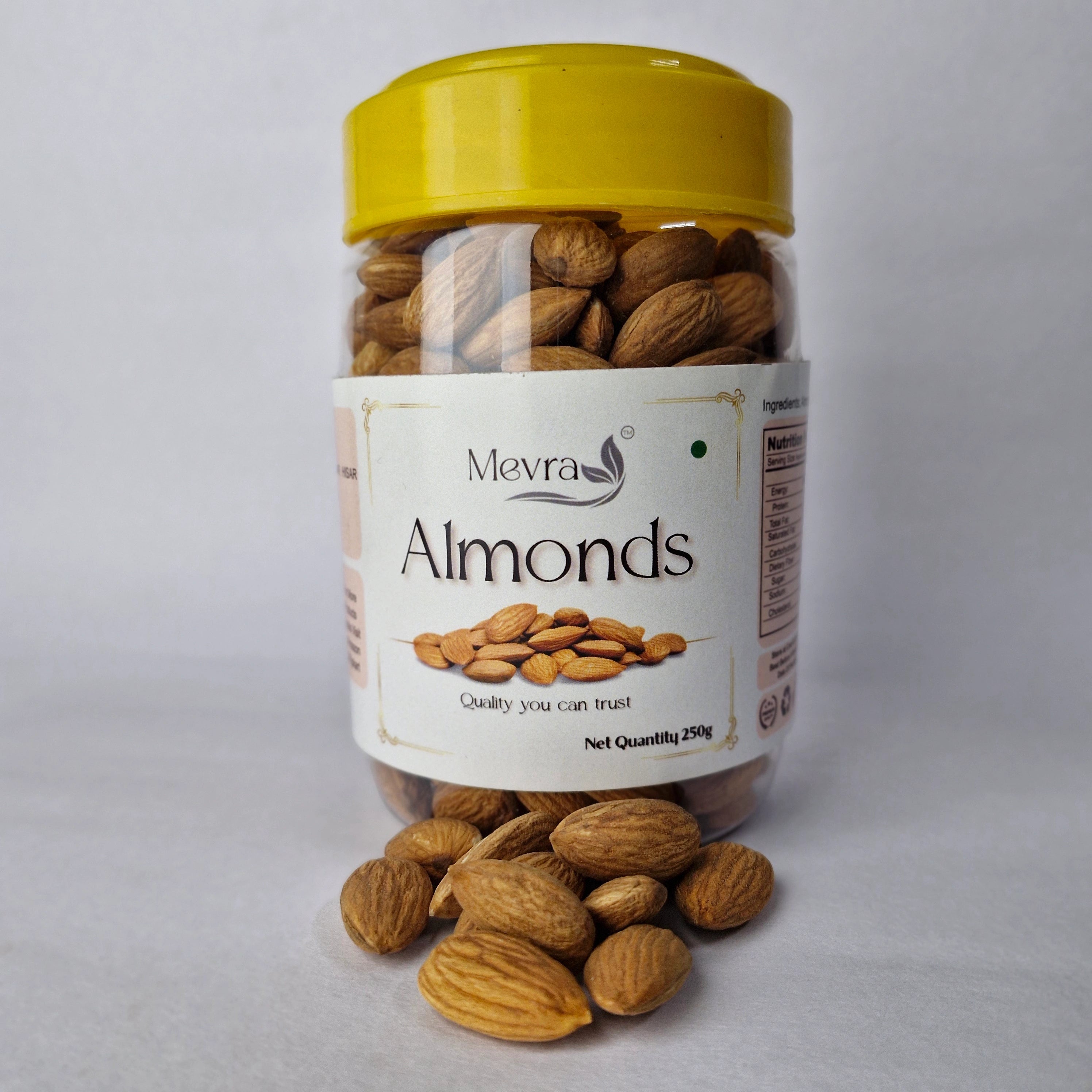 Mevra Premium Almonds 250g | 100% Natural Badam | Rich in Protein & Fiber | Healthy Dry Fruits