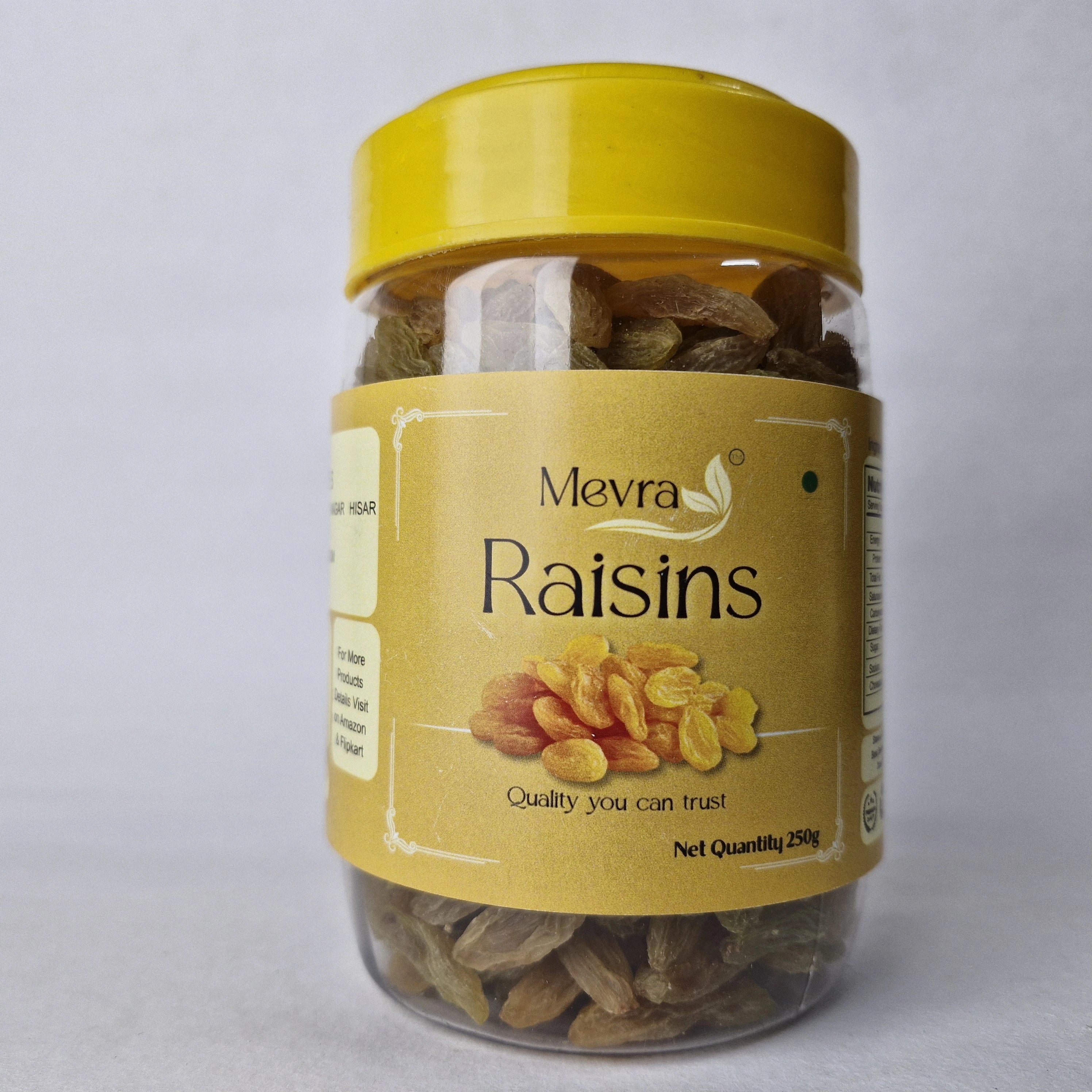 Mevra Premium Raisins 250g | 100% Natural Kishmish | Naturally Sweet & Energy Rich | Healthy Dry Fruits