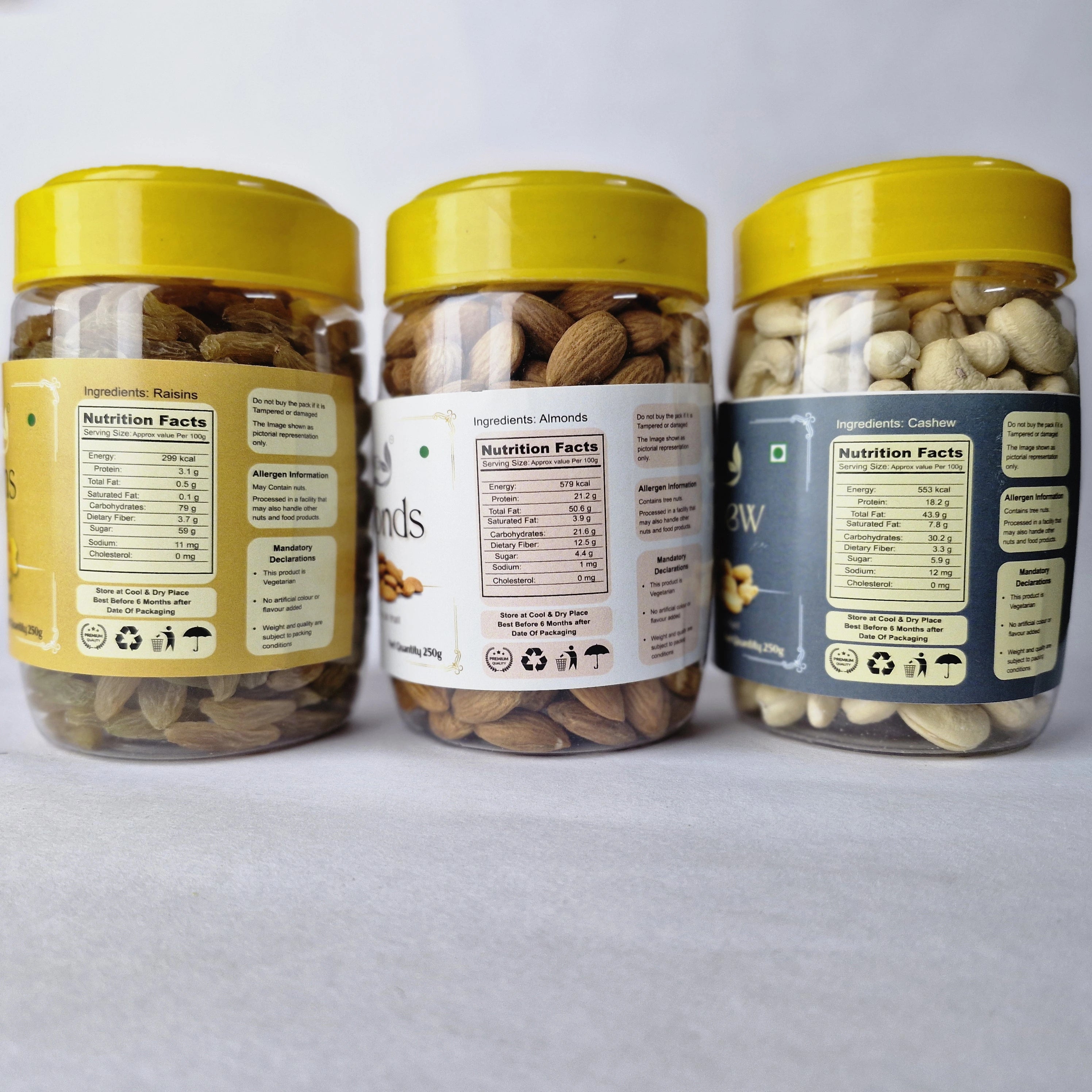 Mevra Premium Dry Fruits Combo 750g | Almonds 250g + Cashews 250g + Raisins 250g | Healthy & Natural