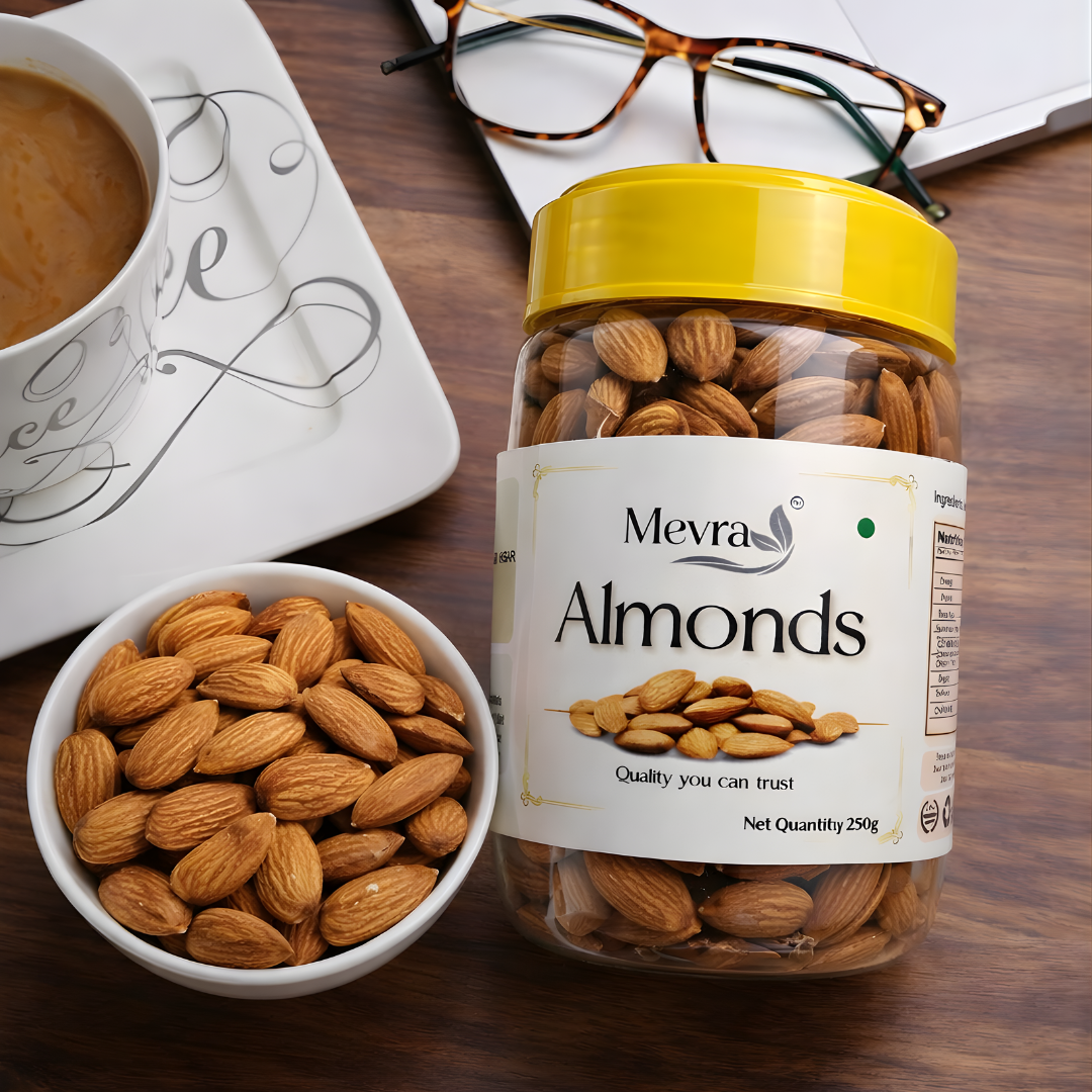 Mevra Premium Almonds 250g | 100% Natural Badam | Rich in Protein & Fiber | Healthy Dry Fruits